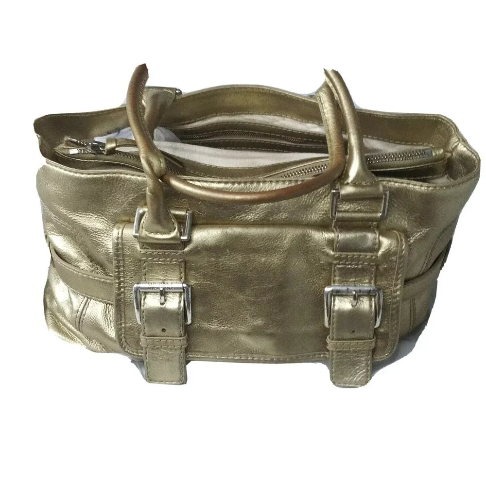 Michael Kors Brookville Shopper Leather Tote Handbag Golden Bronze Vintage Y2K